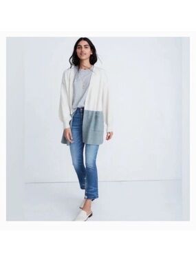 Madewell Womens Medium Edgewater Bubble Sleeve Cardigan Sweater Wool Alpaca